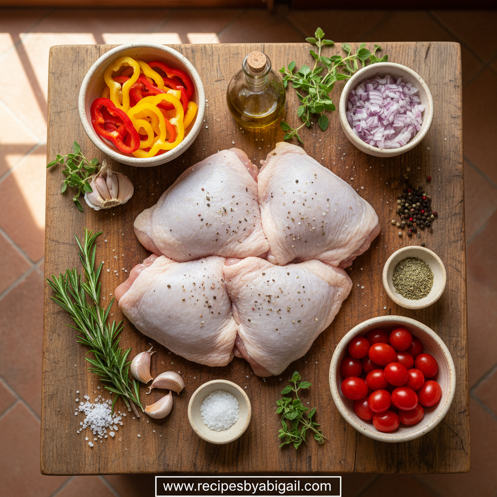 Creamy Chicken Thigh Pasta with Fresh Mozzarella - Perfect for Crowds 2 Ingredients for creamy chicken pasta including chicken thighs, fresh mozzarella, pasta, and seasonings