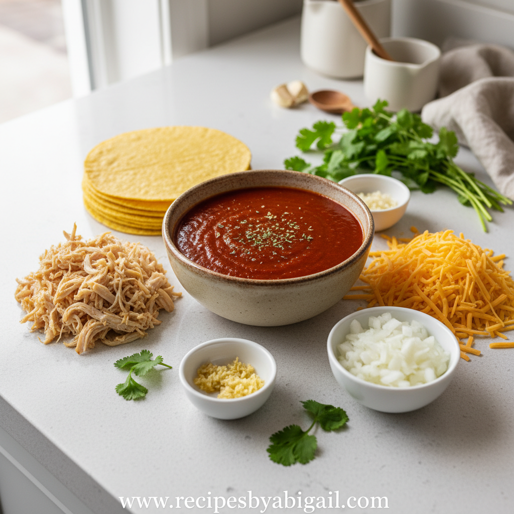 Quick and Easy Chicken Enchiladas: A Delicious Family Dinner Recipe 2 Ingredients for making homemade chicken enchiladas
