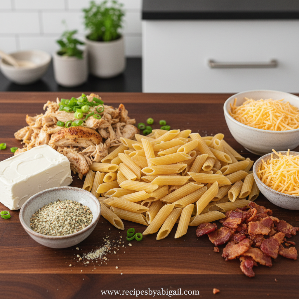 Ingredients for crack chicken penne pasta