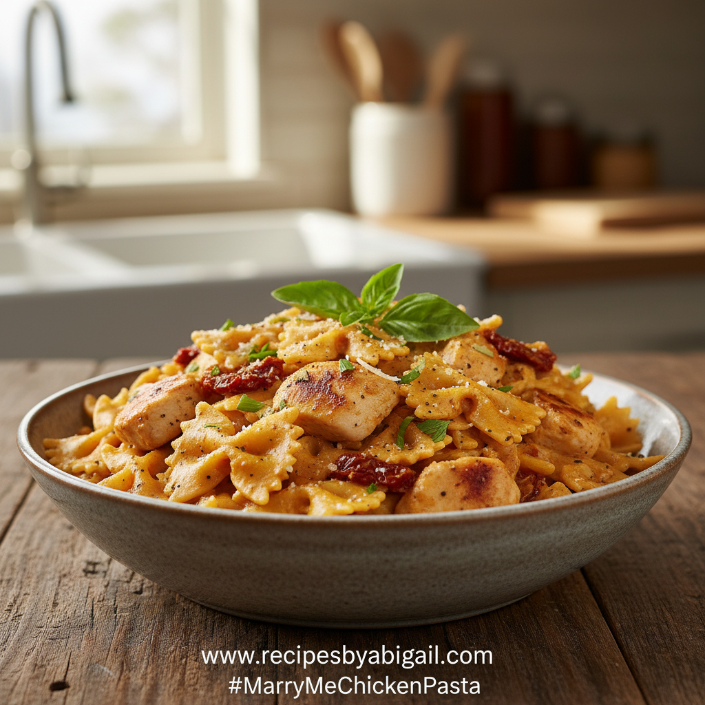 Ultimate Creamy Marry Me Chicken Pasta Recipe - Irresistible Romantic Dinner 1 Creamy marry me chicken pasta with golden chicken and sun-dried tomatoes