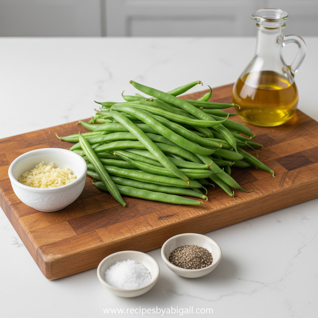Crispy Air Fryer Garlic Green Beans - 10 Minute Side Dish Recipe 2 Ingredients for crispy garlic air fryer green beans