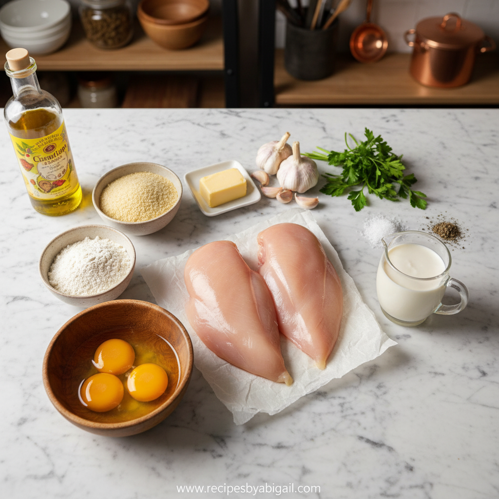 Crispy Parmesan Chicken with Creamy Garlic Sauce - Restaurant Style Dinner 2 Ingredients for crispy parmesan chicken with garlic sauce