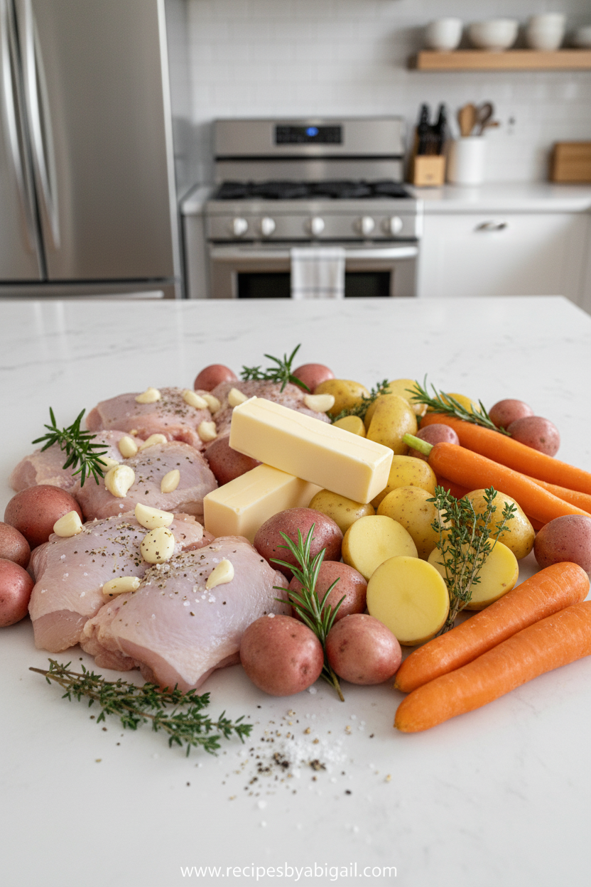 Ingredients for crock pot garlic butter chicken