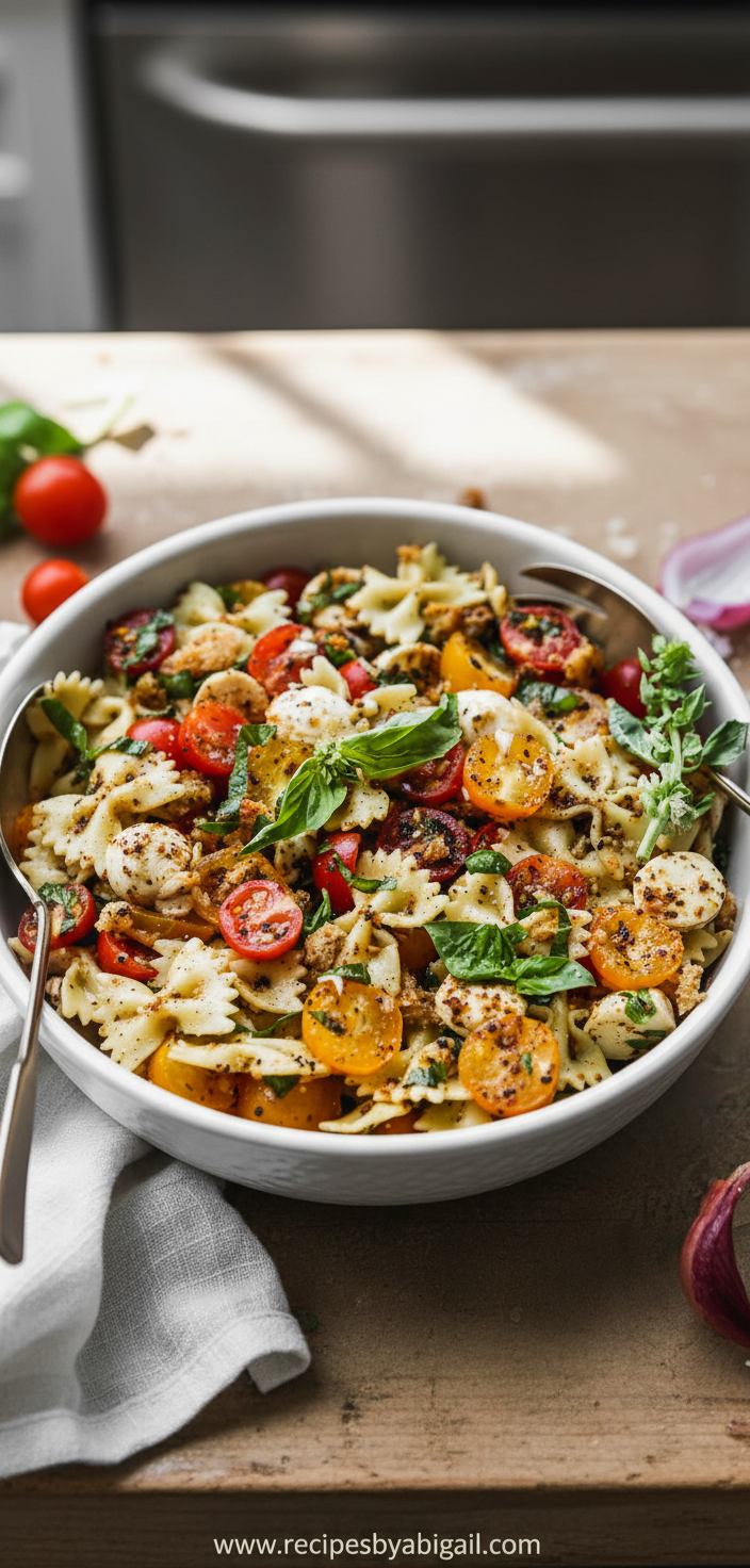 Delicious Bruschetta Pasta Salad - Fresh Italian Inspired Recipe 9 delicious-bruschetta-pasta-salad---walder-wellness--rd_feature