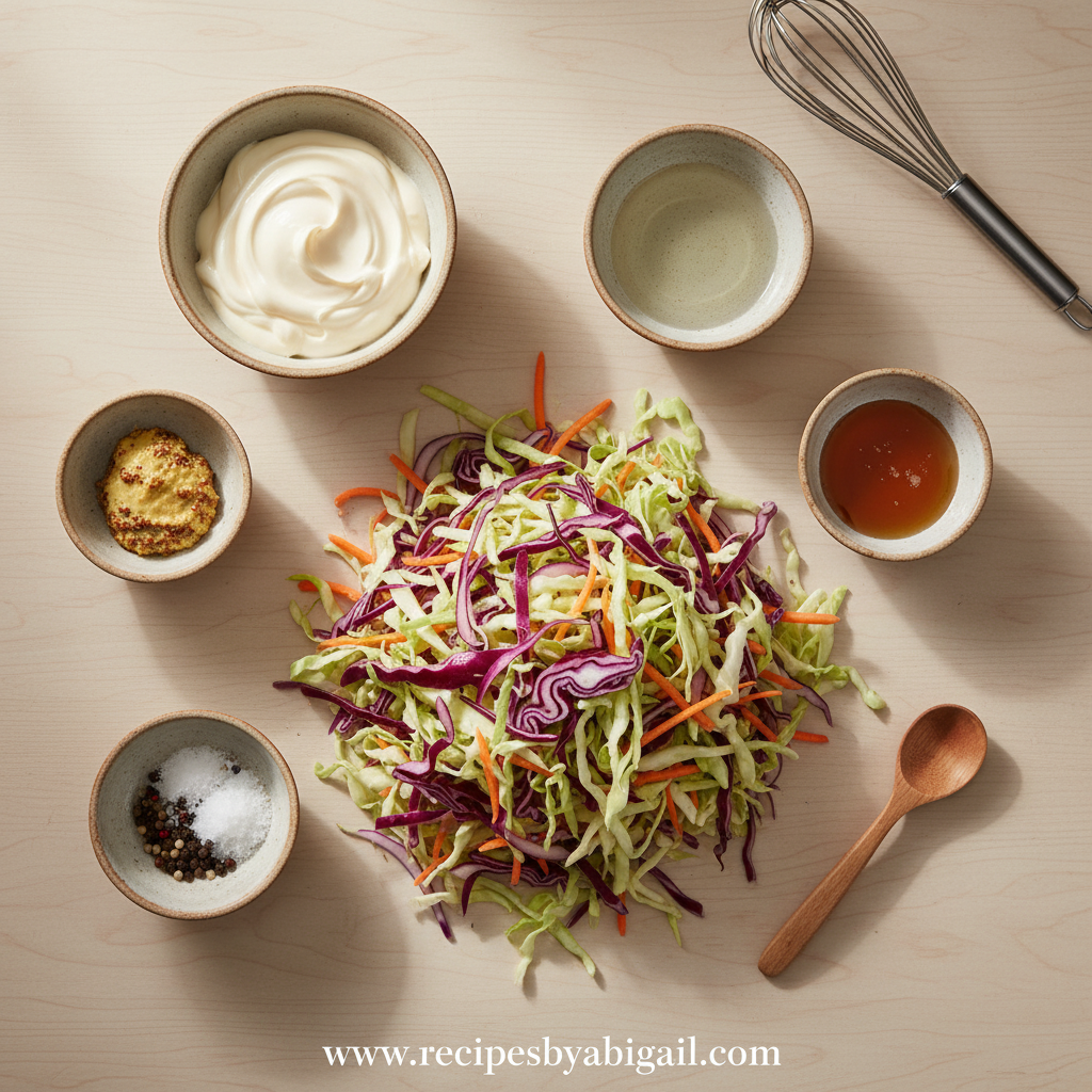 Coleslaw ingredients ready for preparation