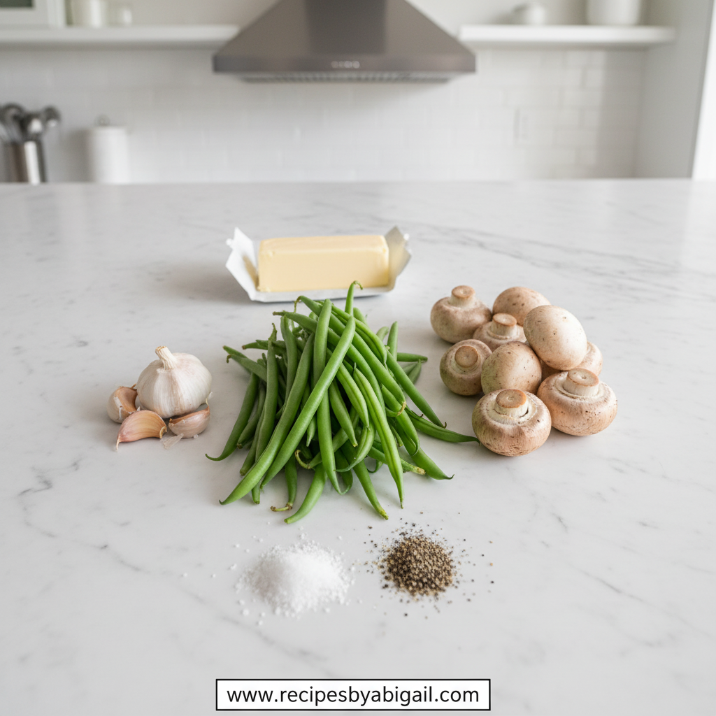 Sautéed Green Beans with Mushrooms: Garlic Butter Umami Side Dish 2 Fresh ingredients for green beans and mushrooms recipe