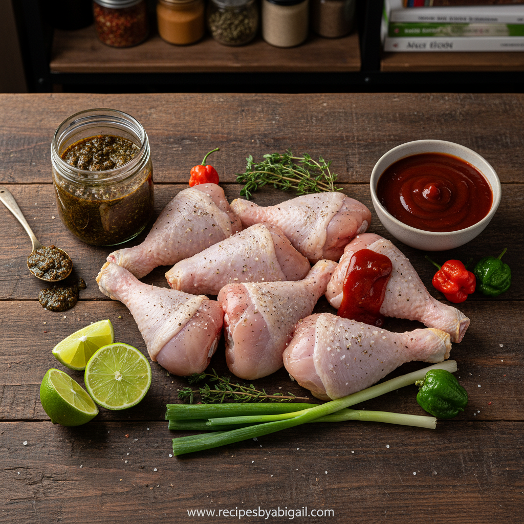 Jamaican Jerk BBQ Chicken Legs - Spicy Baked Jerk Drumsticks with Caribbean Flavors 2 Ingredients for Jamaican jerk chicken legs