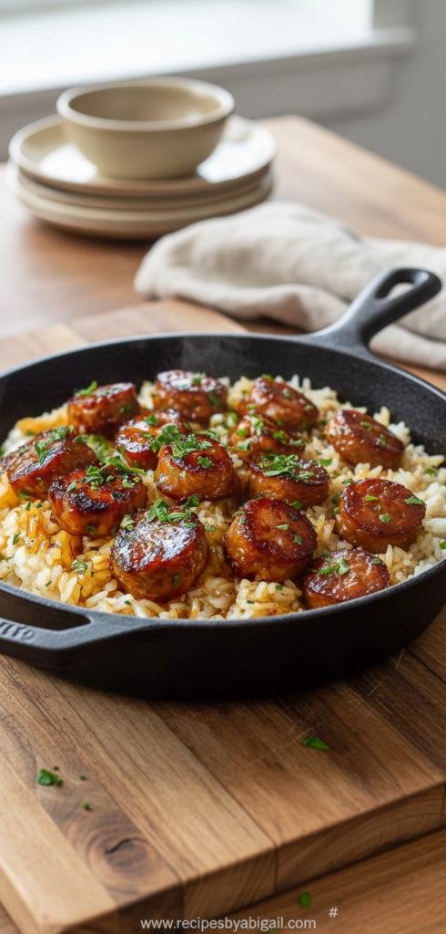 one-skillet-cajun-honey-garlic-sausage---rice_feature