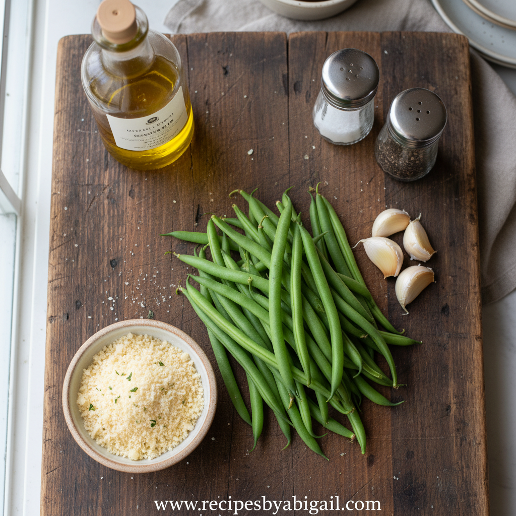 Ultimate Garlic Parmesan Roasted Green Beans - Crispy Oven-Baked Side Dish 2 Ingredients for garlic parmesan green beans recipe
