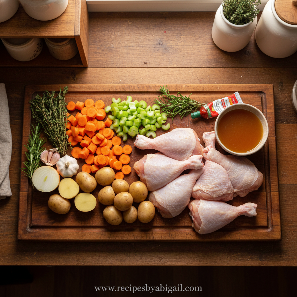 Ingredients for slow cooker chicken stew