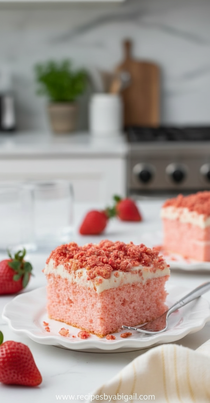 Ultimate Strawberry Crunch Cake: Easy Homemade Dessert with Creamy Frosting 4 strawberry-crunch-cake-recipe---belly-full-recipe_feature