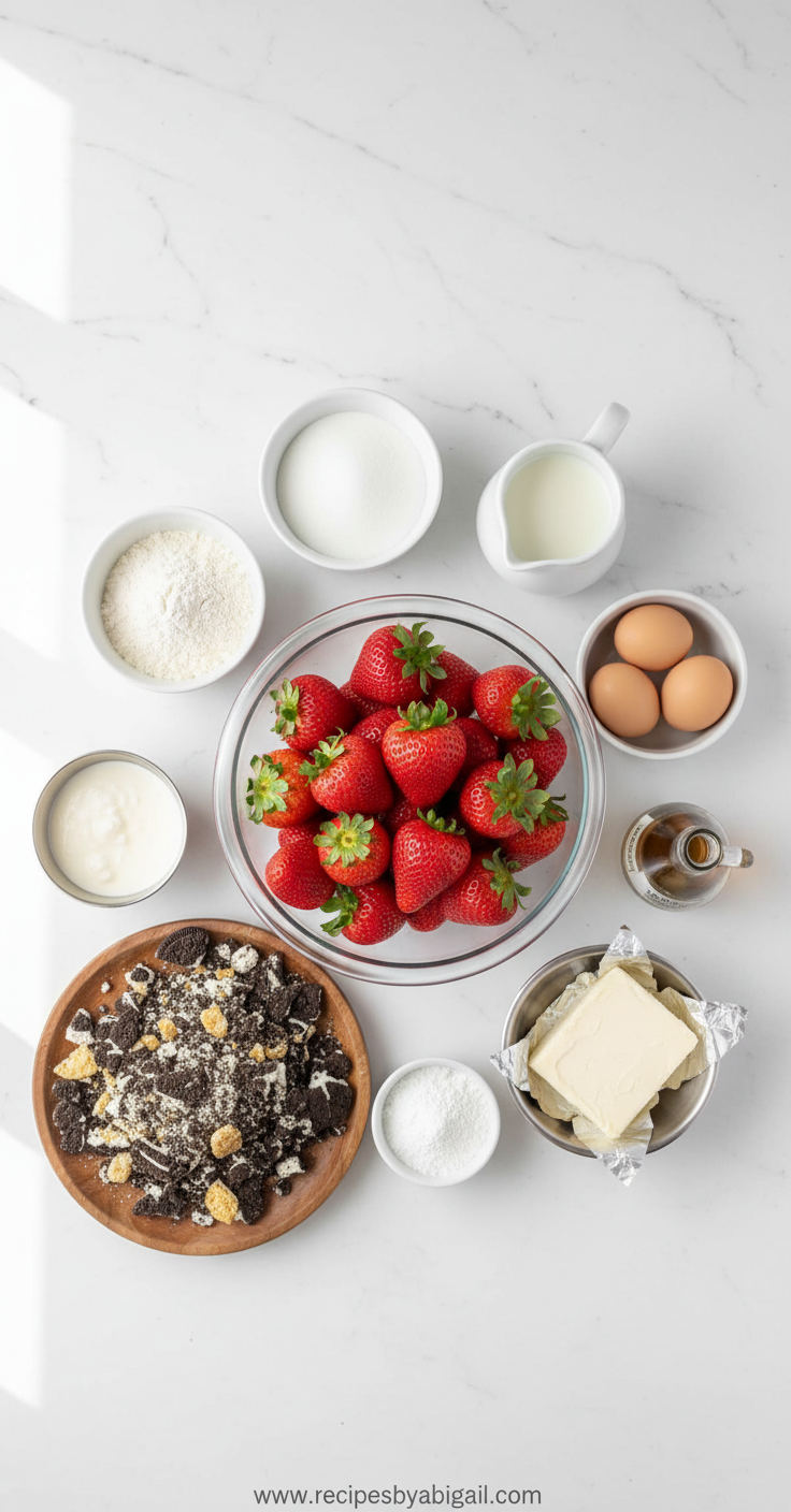 Ingredients for strawberry crunch cake recipe