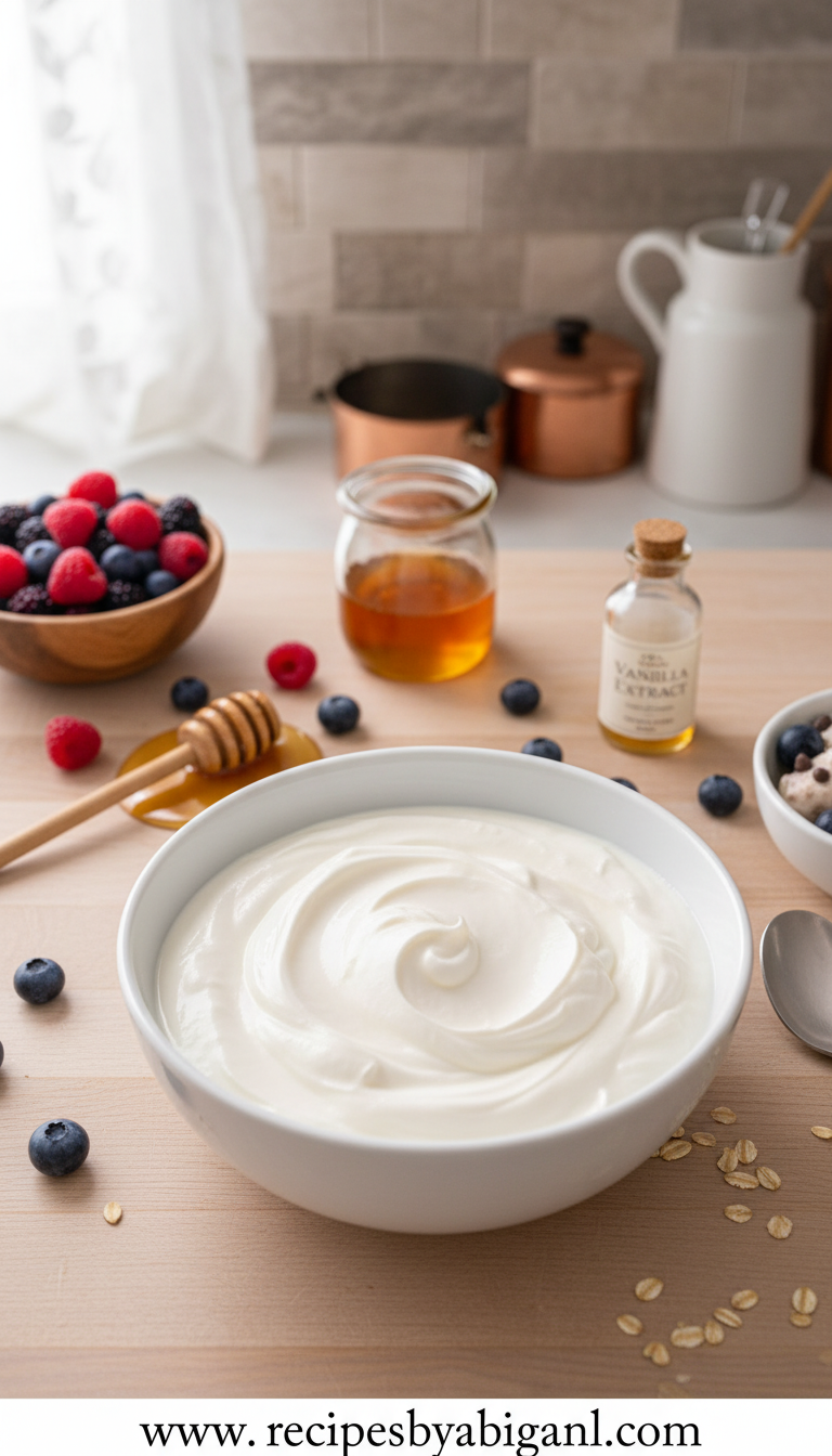 Ingredients for making frozen Greek yogurt