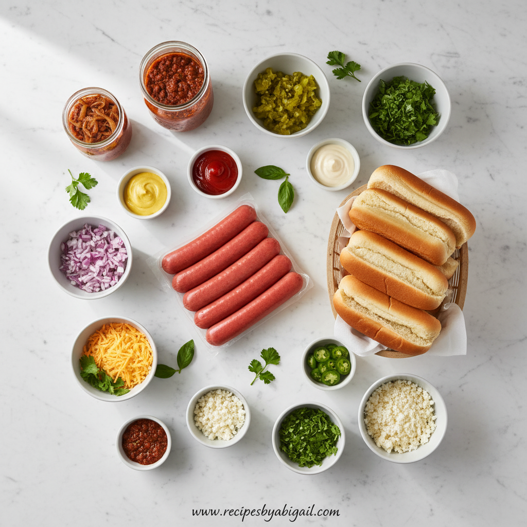 Ultimate DIY Hot Dog Bar Ideas - Build Your Own Station for Parties & BBQs 2 Assortment of hot dog bar ingredients and toppings