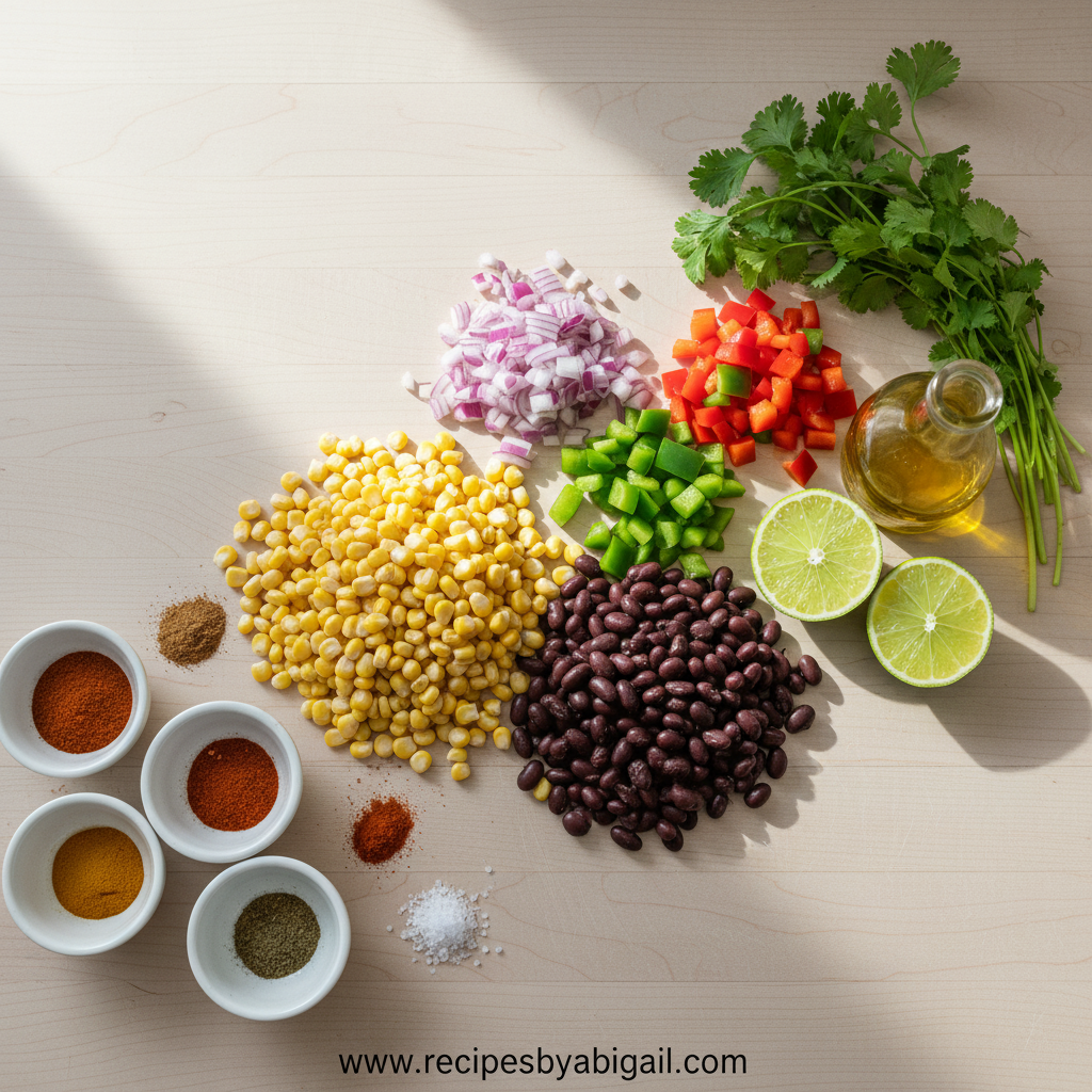 Ingredients for corn black bean salad
