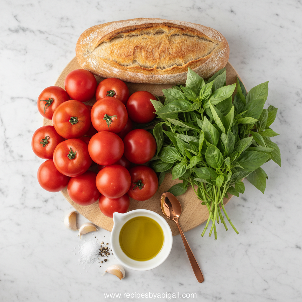 Authentic Italian Bruschetta: A Fresh and Easy Appetizer Recipe 2 Fresh ingredients for bruschetta: tomatoes, basil, garlic, and bread