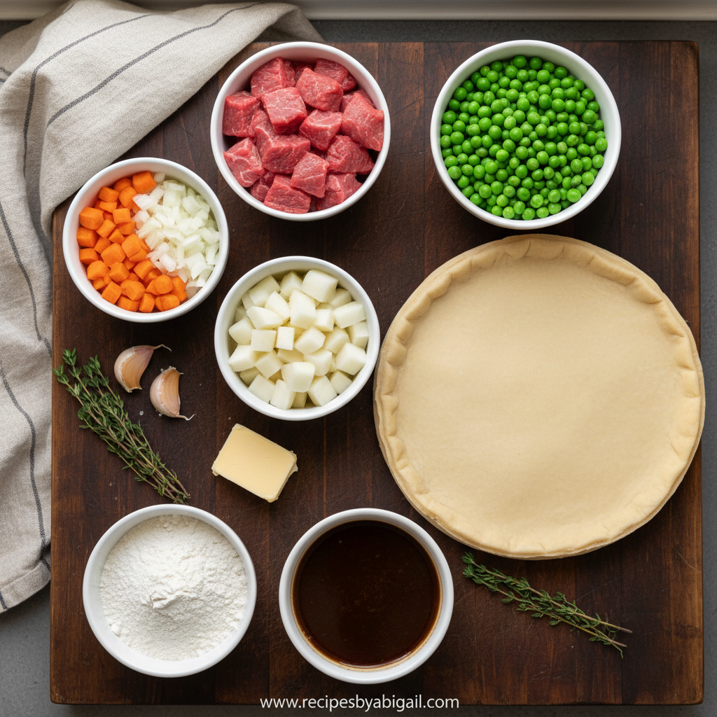 Ingredients for beef pot pie