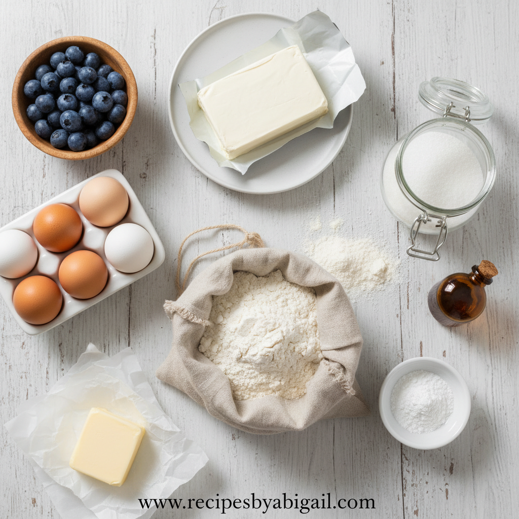 Ingredients for Blueberry Cream Cheese Muffins
