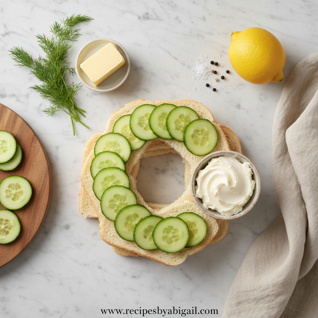 Ingredients for cucumber sandwiches