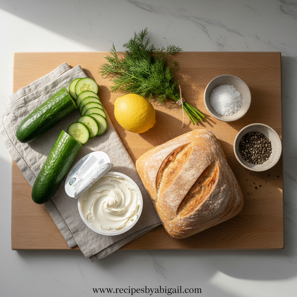 Ingredients for cucumber sandwich