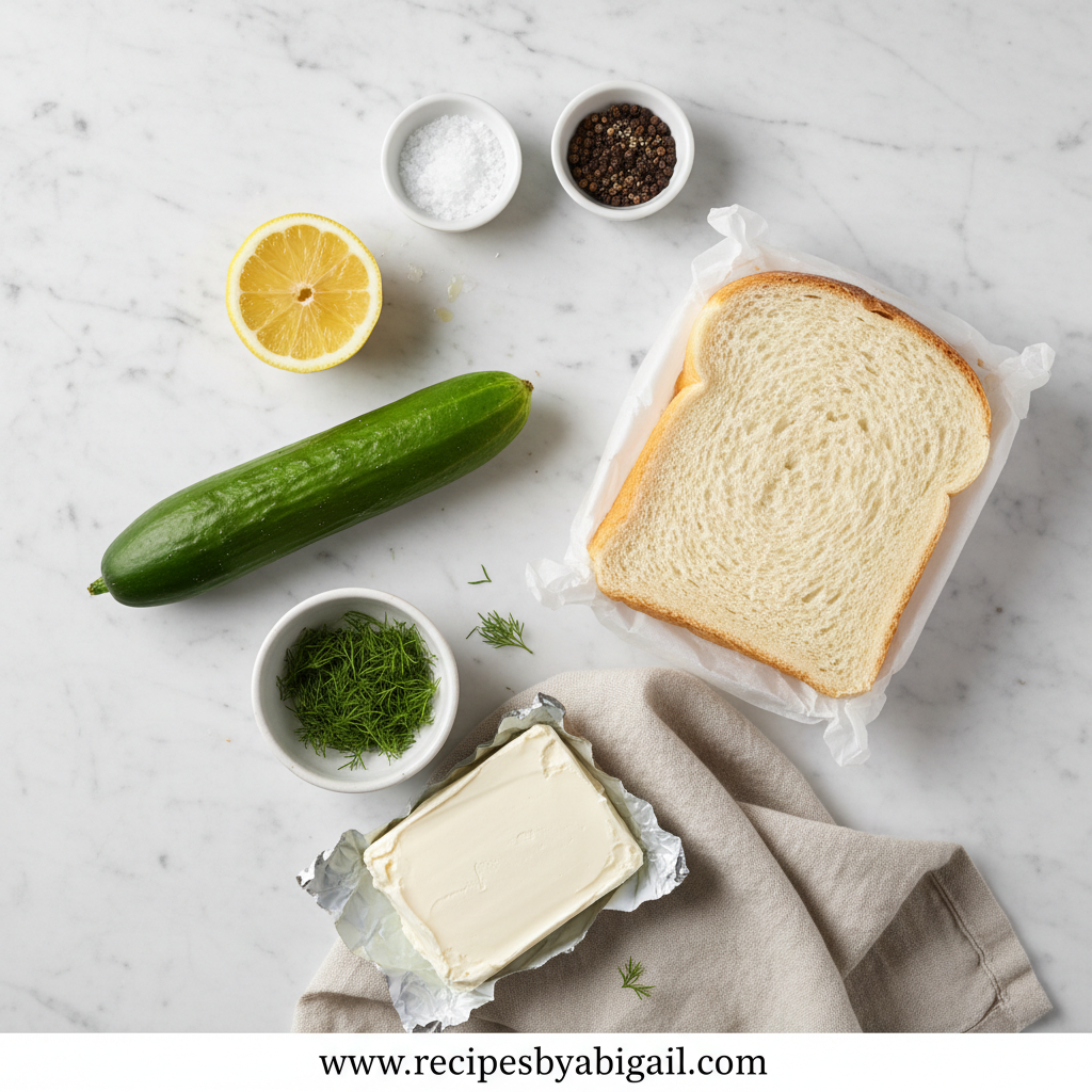 Ingredients for cucumber sandwiches