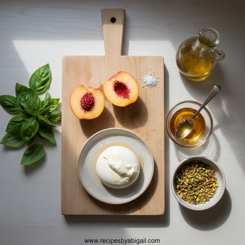 Ingredients for Fresh Peach Burrata Salad