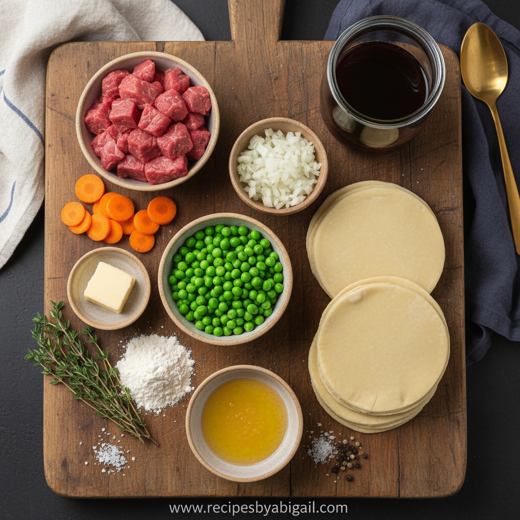 Ingredients for Individual Beef Pot Pies