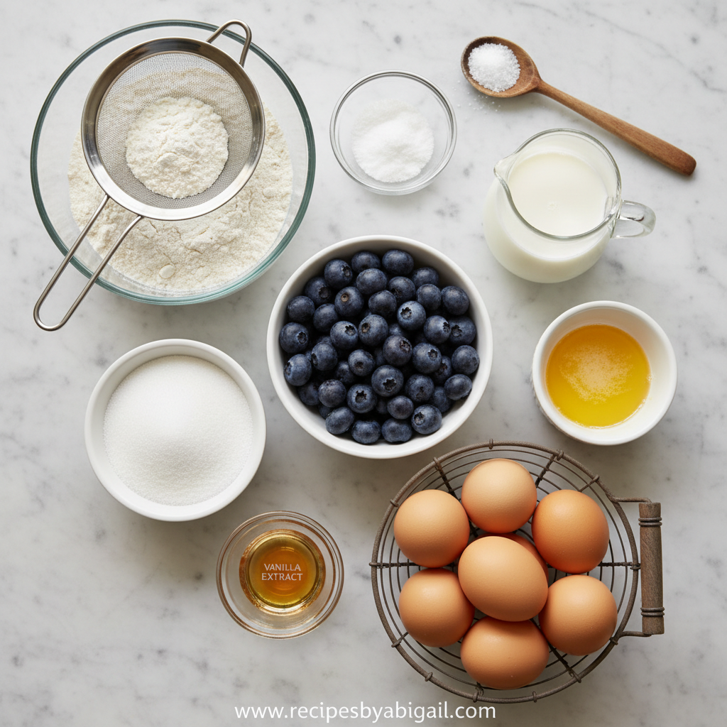Ingredients for blueberry muffins