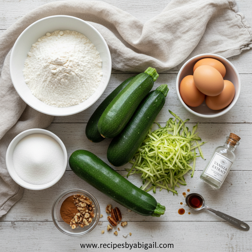 Ingredients for Old Fashioned Zucchini Bread