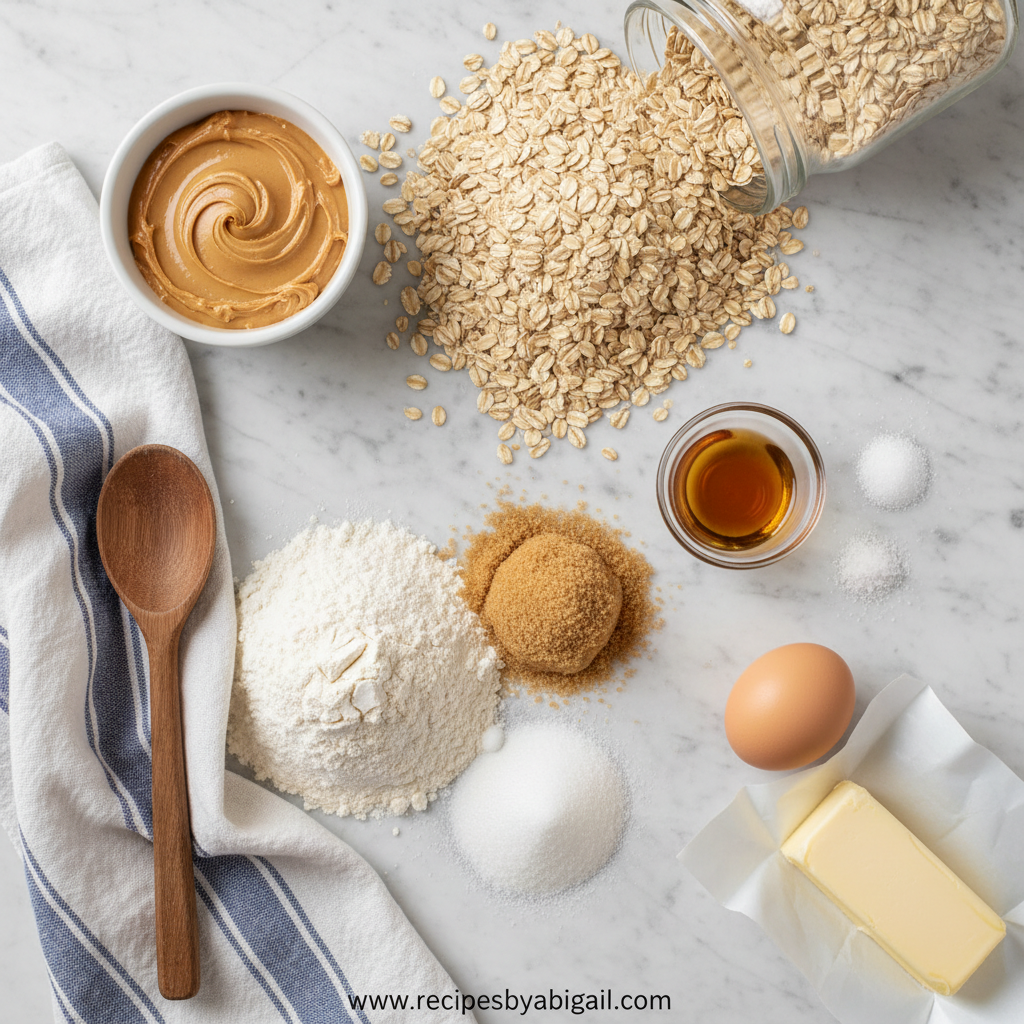 Ingredients for Peanut Butter Oatmeal Cookies