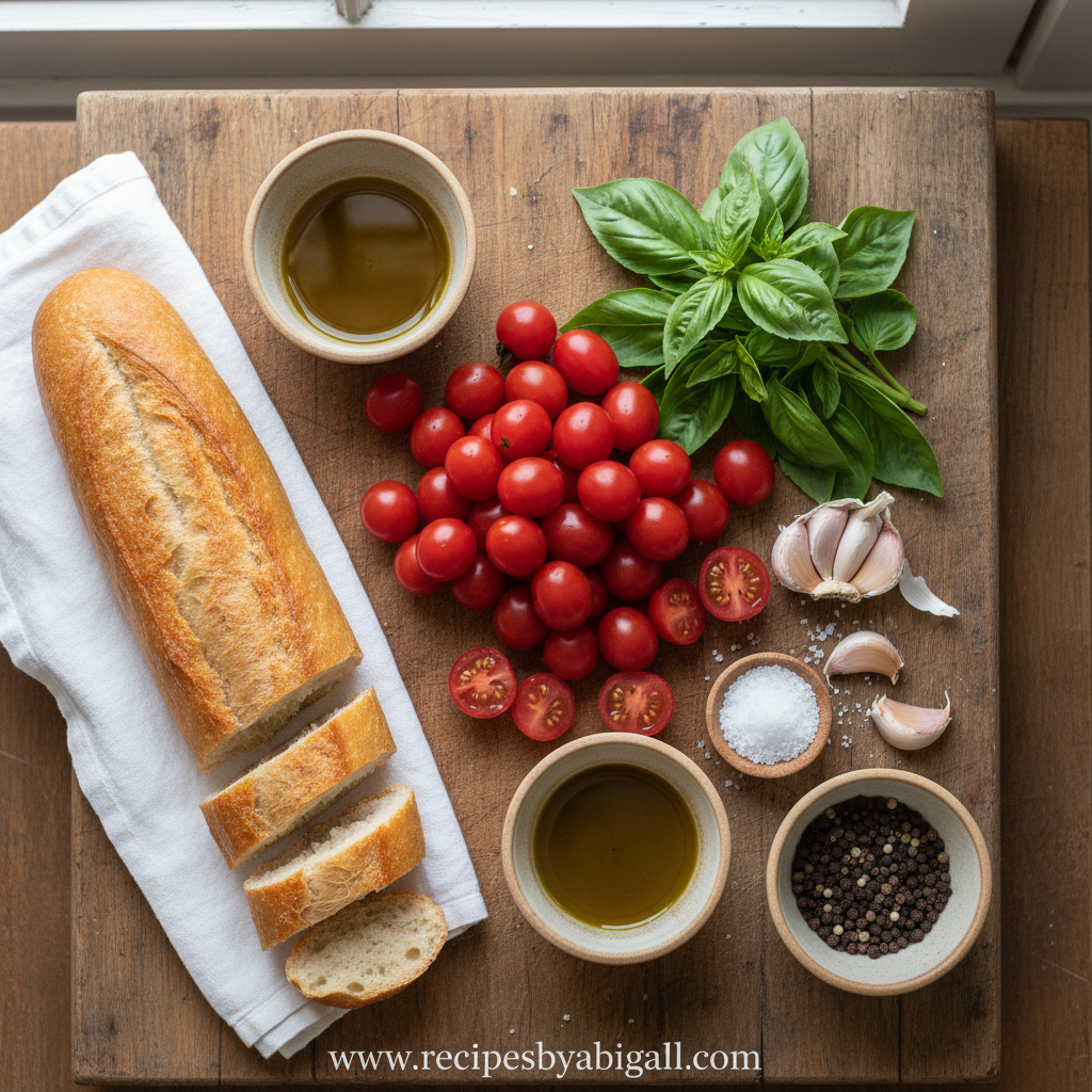Rustic Italian Bruschetta Recipe: A Classic Italian Starter 2 Fresh ingredients for bruschetta