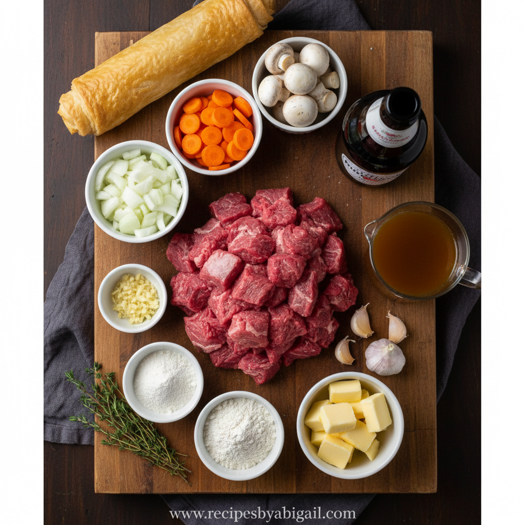 Ingredients for Stout Braised Beef Pot Pie