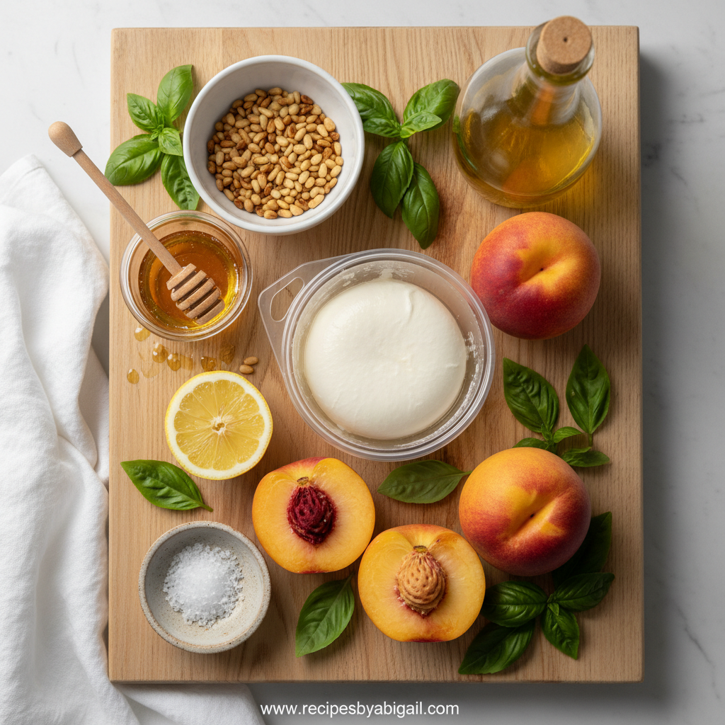 Ingredients for Summer Peach Burrata Salad