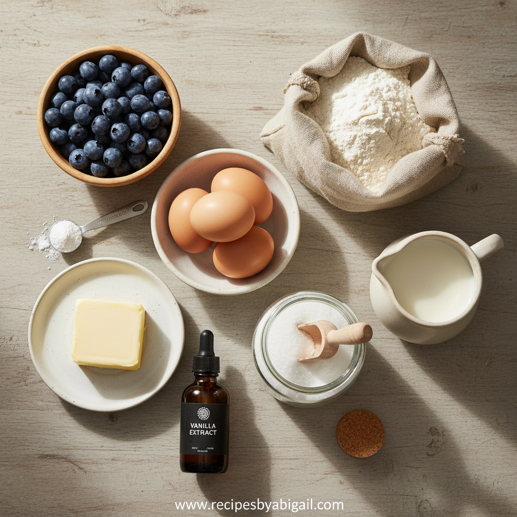 Ingredients for blueberry muffins
