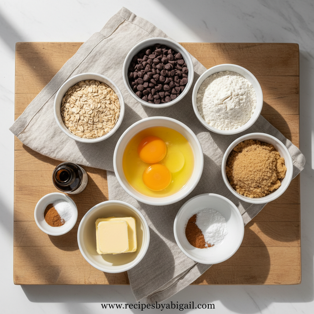 Ingredients for oatmeal cookies
