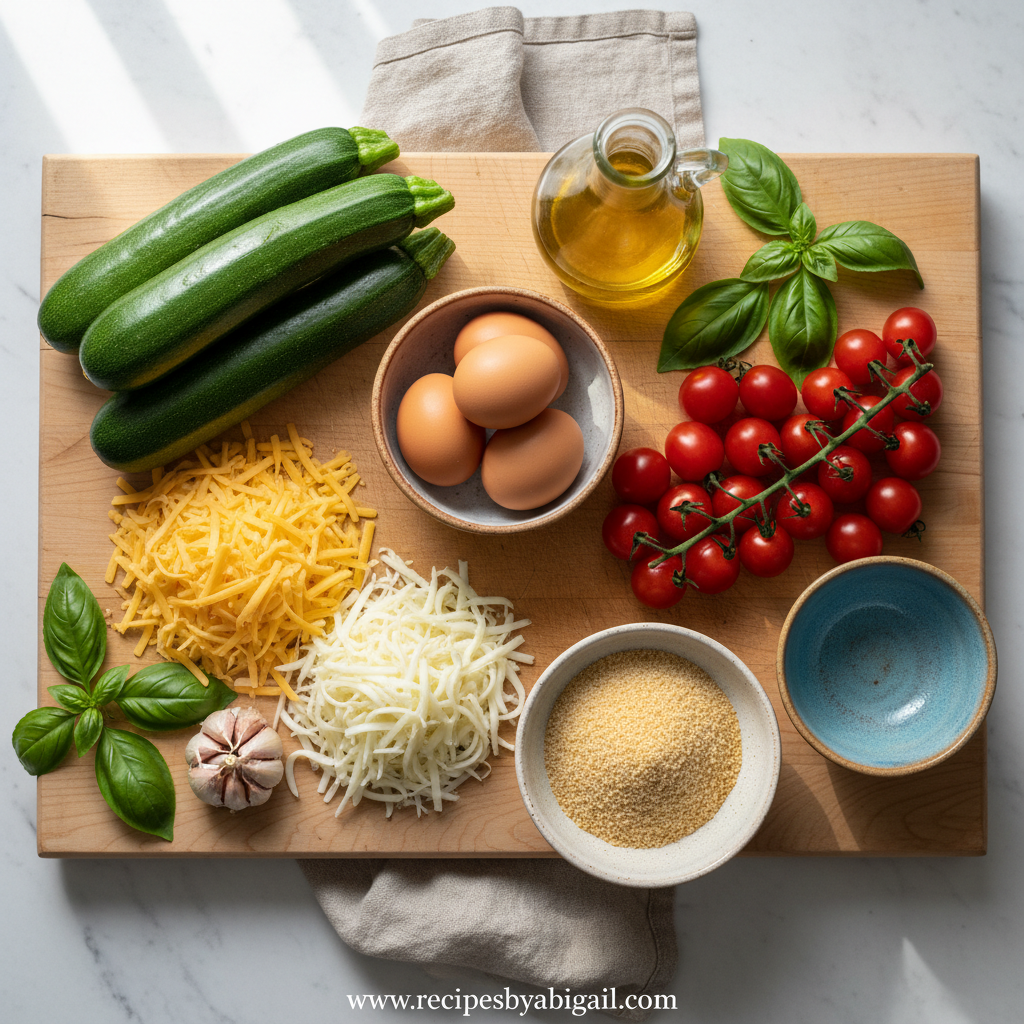 Ingredients for Golden Zucchini Cheese Casserole
