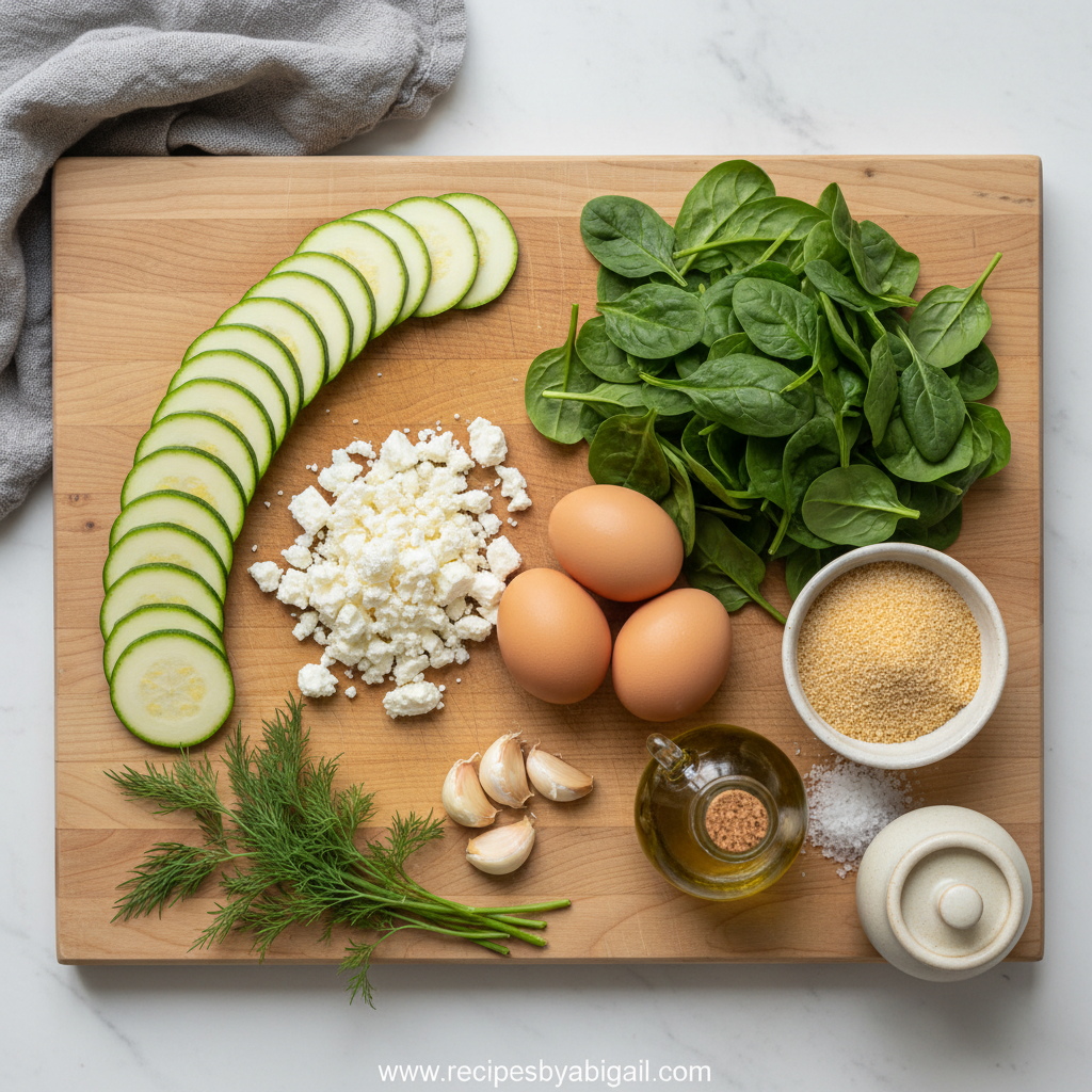 Baked Zucchini, Spinach, and Feta Casserole: A Healthy Cheesy Zucchini Bake 2 Ingredients for Baked Zucchini, Spinach, and Feta Casserole