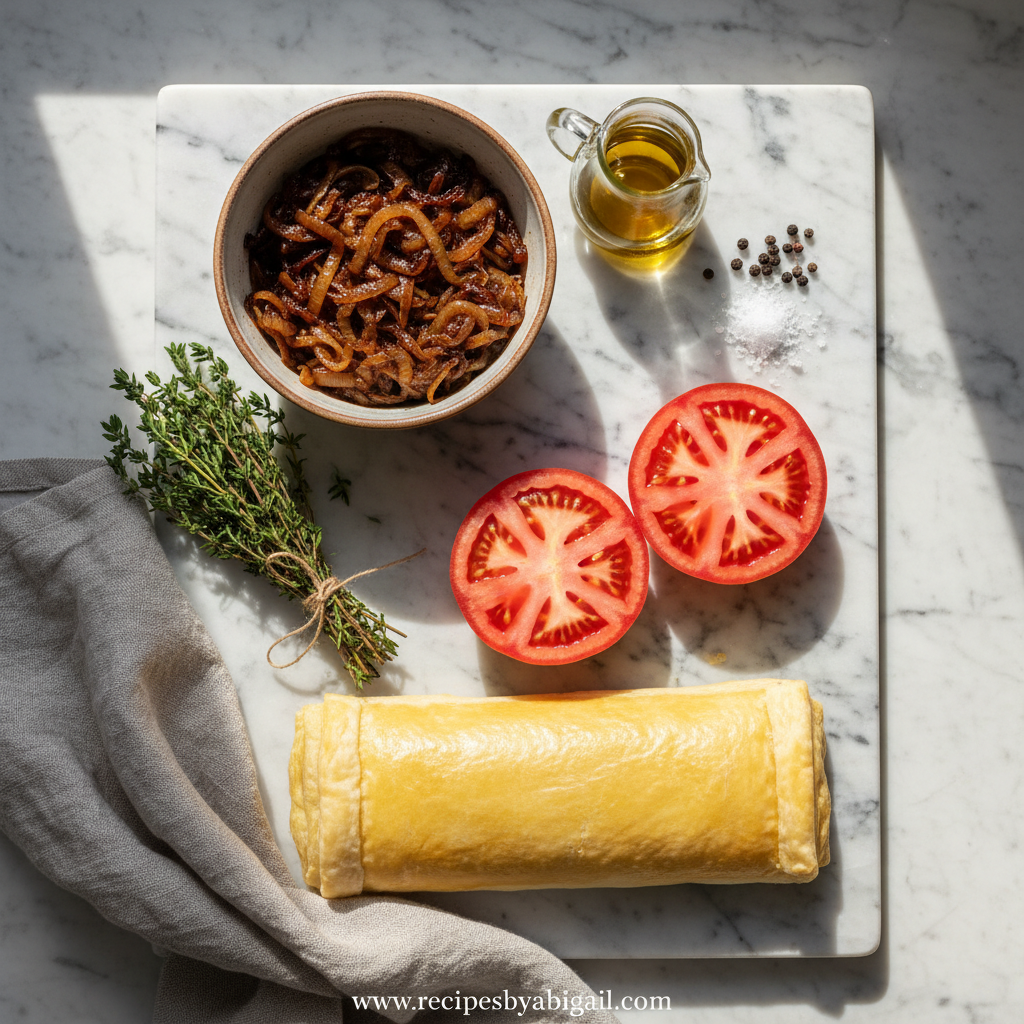 Ingredients for Beefsteak Tomato Tart with Caramelized Onions & Thyme