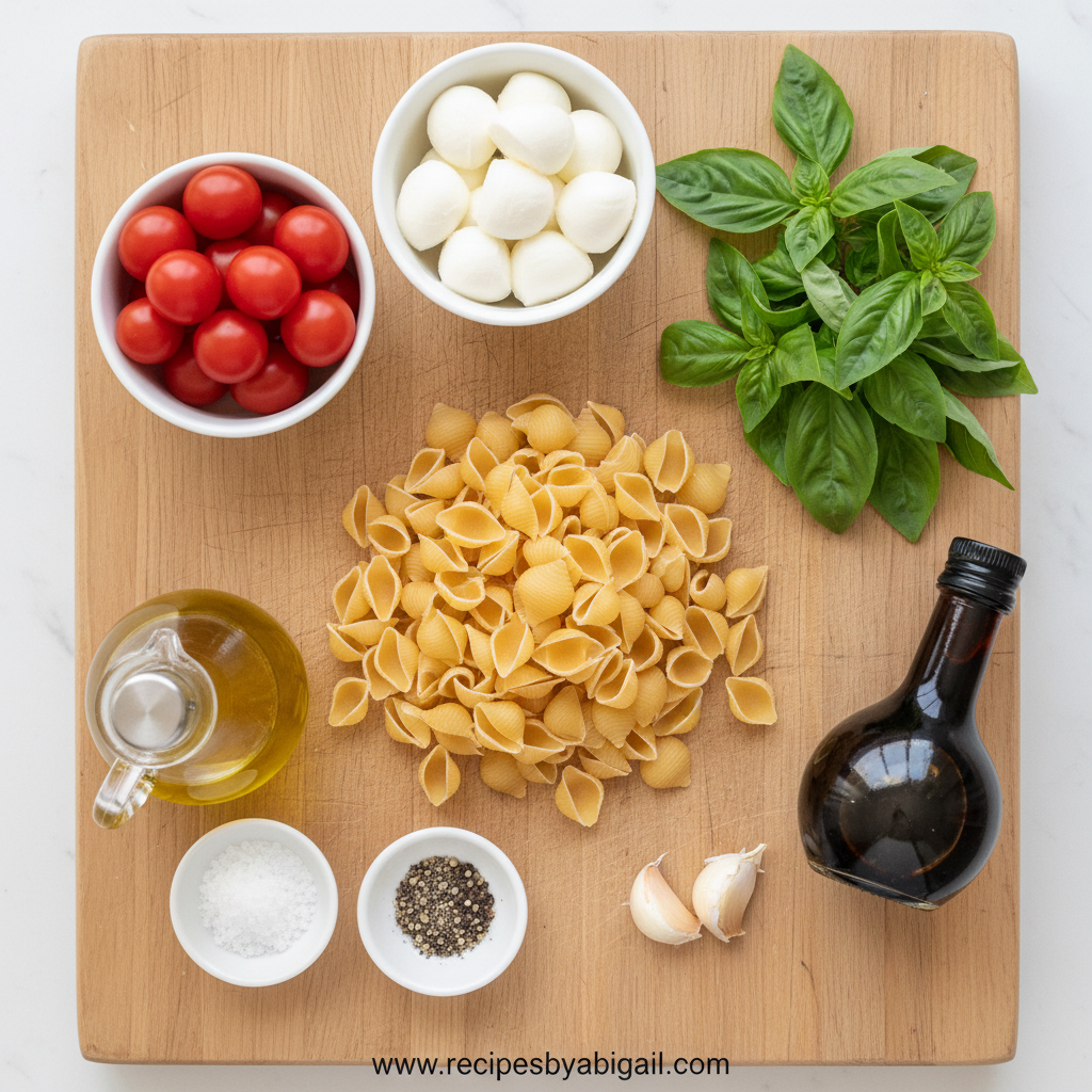 Ingredients for Caprese Pasta Salad (Italian Style)