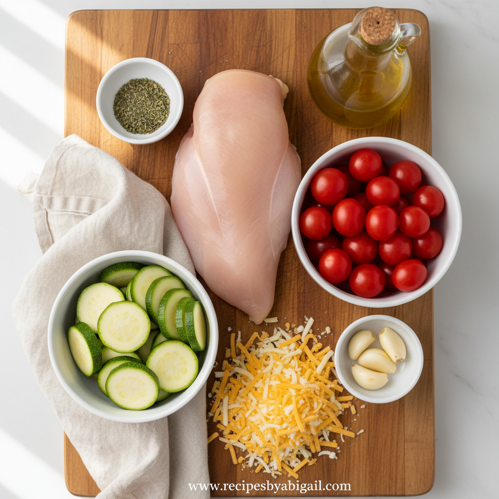 Ingredients for Chicken Zucchini Bake