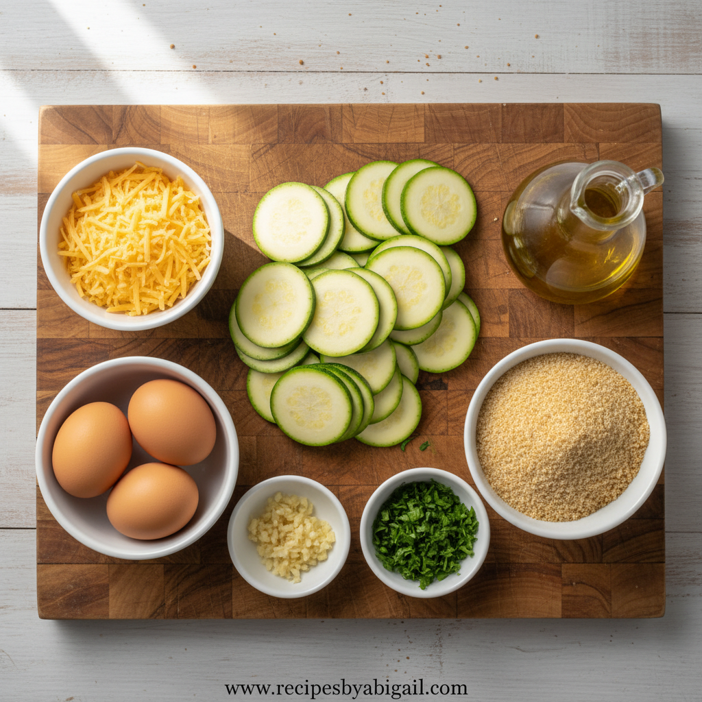 Ingredients for Easy Cheesy Zucchini Bake
